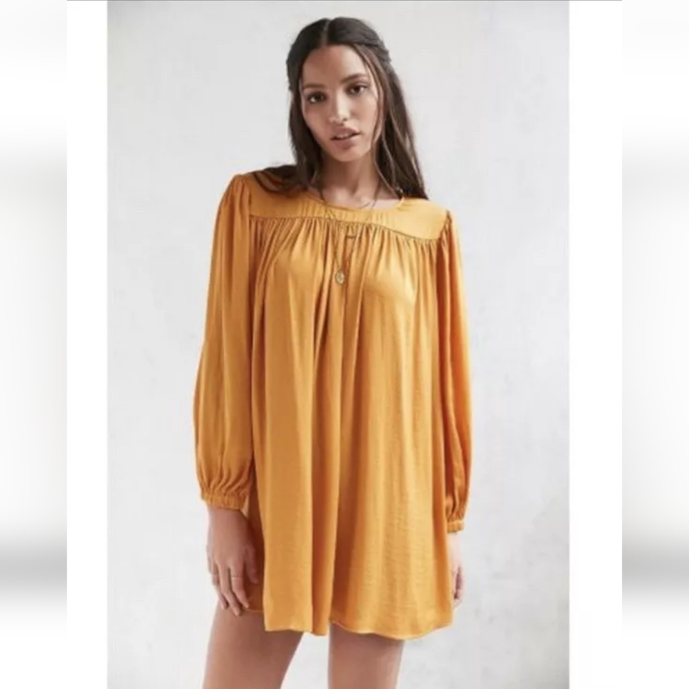 Kimchi Blue Urban Outfitters Mustard Yellow Boho Babydoll Mini Dress - Small